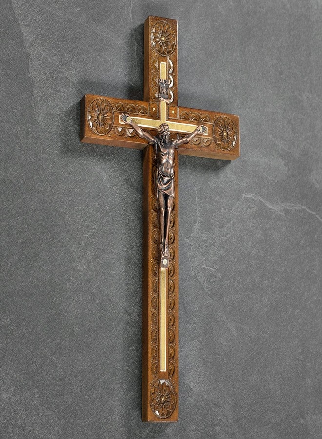 Asterom Hand Carved Crucifix Wall Cross for Home Decor - Wooden Catholic Wall Crucifix - 12 Inch - Image 5